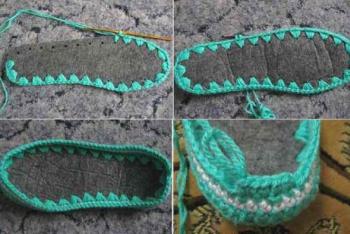 Тапочки спицами с описанием вязания по простой схеме носков с узором